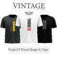 THE VINTAGE CLOTHING PREMIUM QUALITY PACK OF 3 GHRAPICS TEES FOR MENS AND WOMENS. 