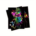 50 pcs Scratch Paper Kids Rainbow Magic Scratch Off Paper Sheets Art Craft Kit Black Note Paper Drawing Pads with Stencils. 