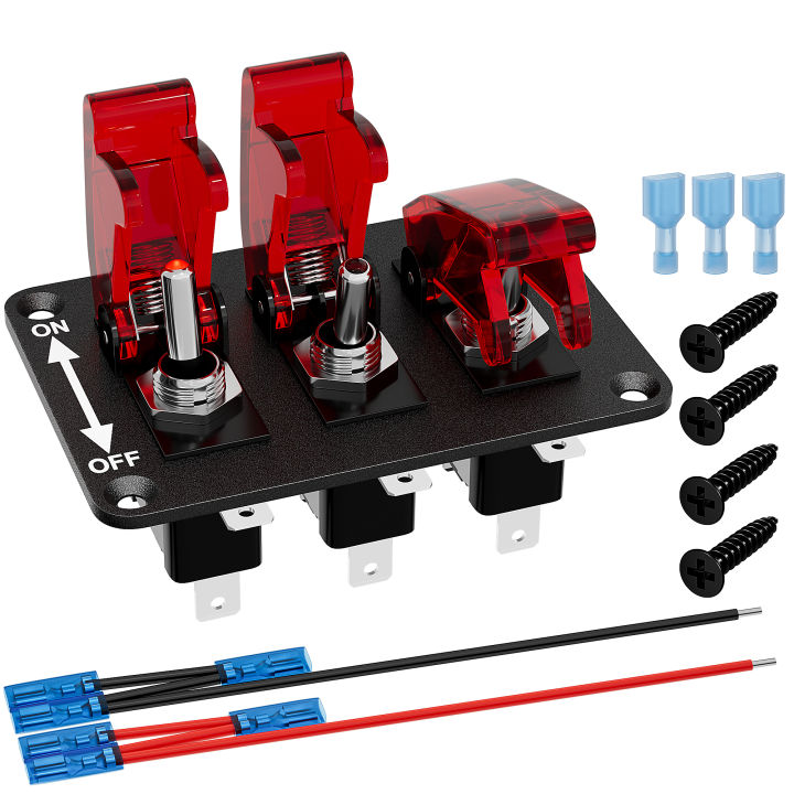 DaierTek 3 Gang Toggle Switch 12V Racing Rocker Switch Panel with LED ...