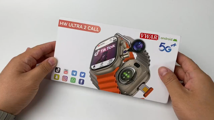 Android Watch HW Ultra 2 5G Smart Watch 2.02 inch Display Ram 16GB ROM 256GB Dual Camera Front and Rear Direct Audio Video Call Wifi Android 8.1 Google Playstore Smartwatch SL-4496