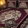 4 pcs Velvet Jacquard Double Bedsheet. 