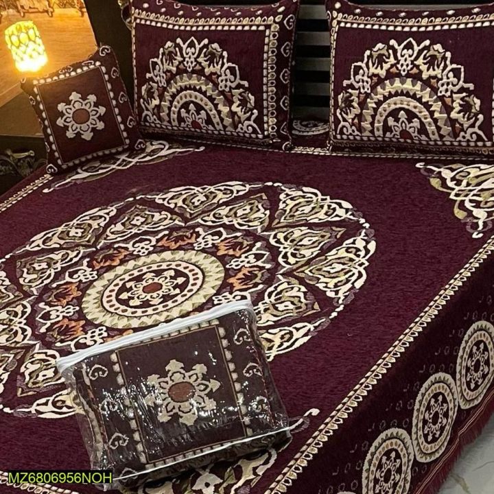 4 pcs Velvet Jacquard Double Bedsheet