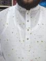 Dhuti cloth with some print 100% cotton guarantee  panjabi [ Slim Fit ]. 