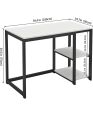 Computer Desk 40 inches with 2-Tier Shelves Sturdy Home Office Desk with Large Storage Space Modern Gaming Desk Study Writing Laptop Table, White Desk. 