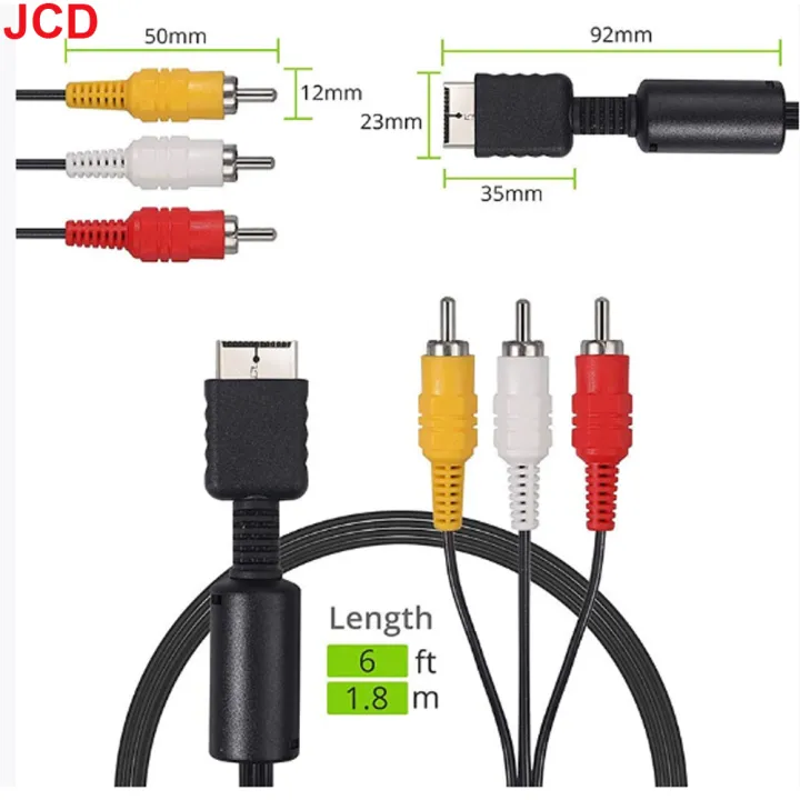 JCD%201pc%20For%20PS1%20PS2%20PS3%201.8M%20AV%20Cable%20Splitter%20RCA%20Audio%20Video%20Extend%20Cord%20to%20Monitor%20TV%20RCA%20Wire%20Converter%20Adapter%20-%20Image%202