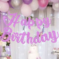 Happy Birthday Banner, Black/Gold/Silver/Purple/Rose Gold Party Background Decoration Supplies.