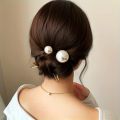 Elegant 2-Piece Faux Pearl Hairpin Set - U-Shaped Twist Design For Women & Girls, Hair Accessories Hair pin Perfect For Weddings. 