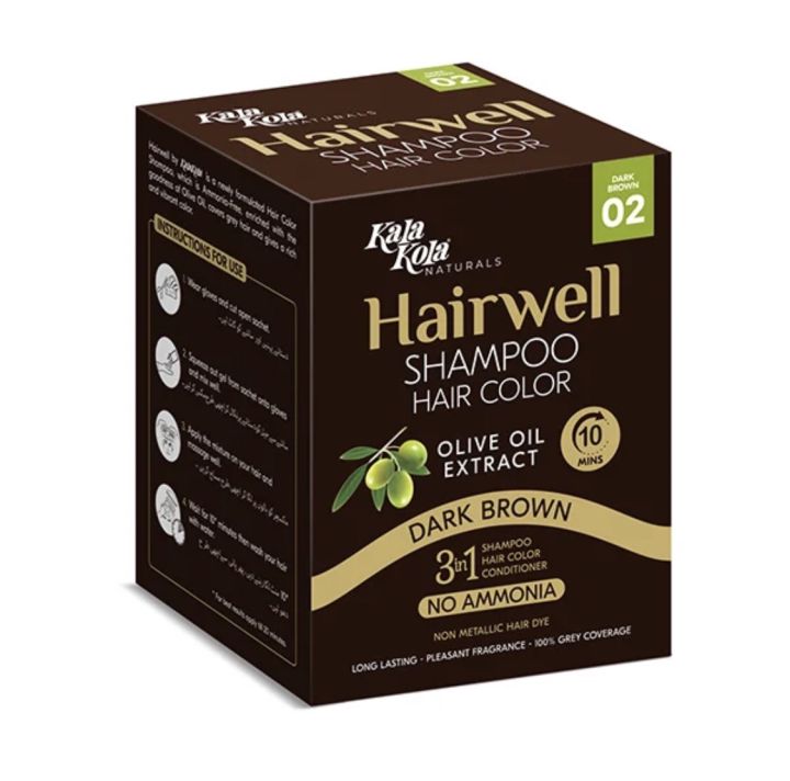 (10 SATCHE)Kala Kola Hairwell Shampoo(Dark Brown)