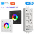 TUYA WiFi 5 In 1 LED Controller KIT RF 2.4G Glass Wall Mounted Touch Panel RGBCCT LED Smart Dimming Control DC 12V 24V Dimmer. 