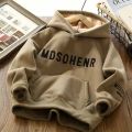 2024 Winter Kids Hoodies Boys Girls Fashion Letter Sweatshirts Teen Thicken Plus Velvet Warm Coats Children Autumn Clothing. 
