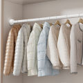 White 65-255cm Adjustable Stainless Steel Clothes Drying Rack No-Drill Telescopic Pole Curtain Rod for Balcony Bathroom. 