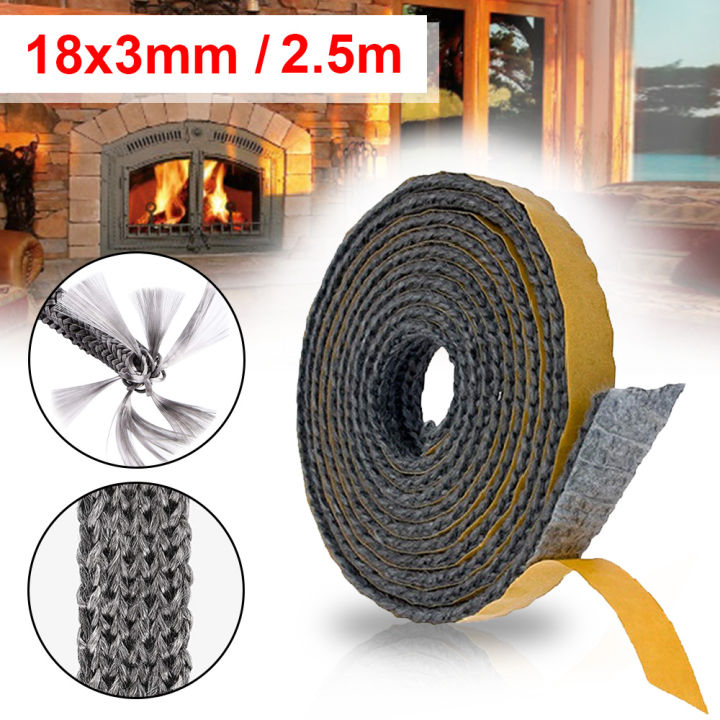 2.5M Black Flat Stove Rope Self Adhesive Fiberglass Seal Stove Fire ...