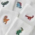 5/10 Pairs Crew Socks Cartoon Dinosaur Comfortable, Breathable, Moisture Wicking and Sweat Wicking. 