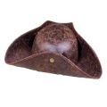 Faux Leather Pirate Hat Brown Captain Hat Vintage Button Masquerade Party Cosplay Costume Hat For Men Women Photography Props. 