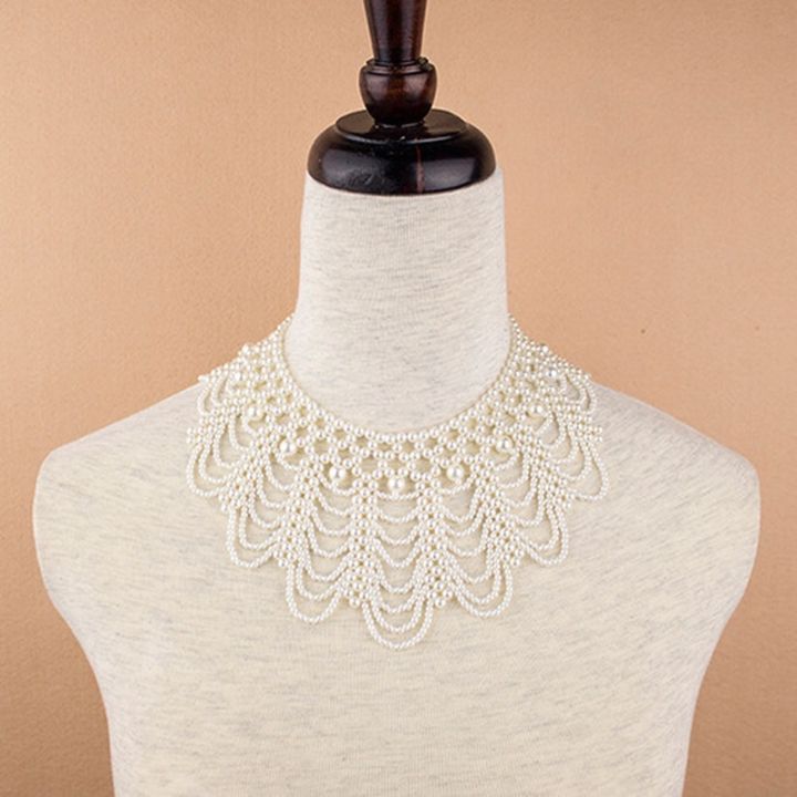 Pearl%20Beaded%20Lace%20Trim%20Collar%20Ribbons%20Women%20Necklace%20Jewelry%20for%20Clothes%20Wedding%20Dress%20-%20Image%203