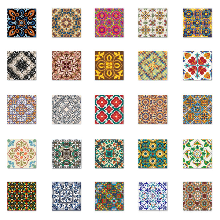50 Piece Tile Stickers Waterproof DIY For Phones Laptop Car Sticker Creative Home Decal