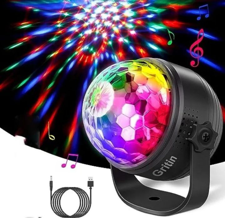 Gritin Disco Lights, 360° Rotation Sound Activated Disco Ball Party Lights