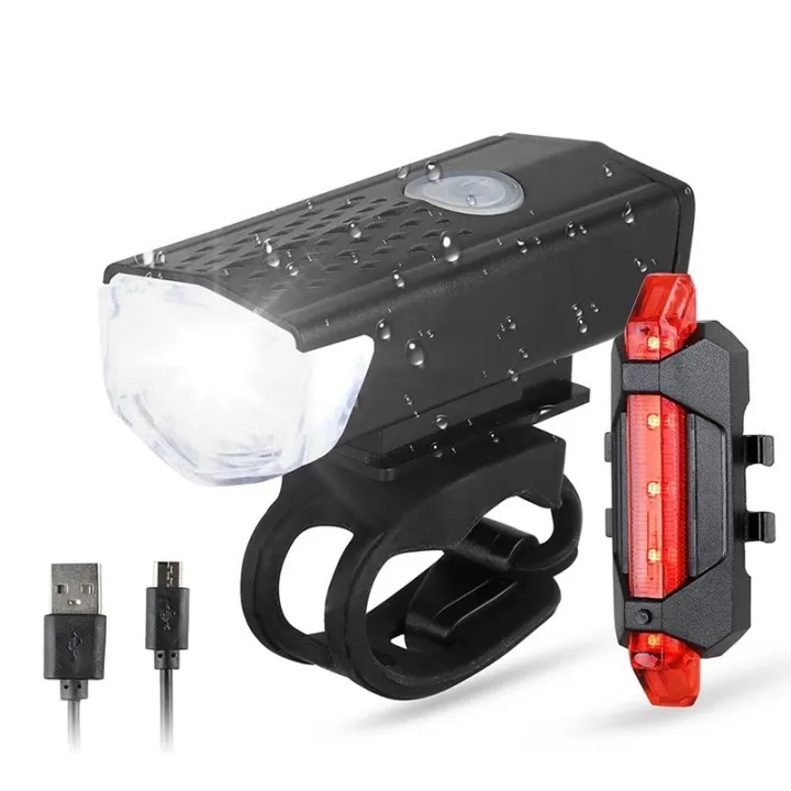 2 Pcs Bicycle Rechargeable Front And Back Cycle Light Cycling Lamp USB Headlight With Rear Tail Light Bicycle Accessories