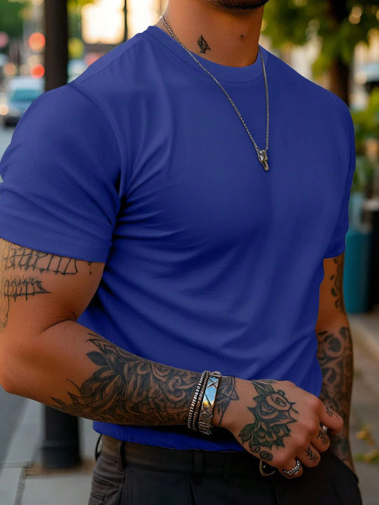 Men's%20solid%20color%20round%20neck%20short%20sleeved%20T-shirt%20simple%20and%20fashionable%20pure%20cotton%20heavyweight%20high-quality%20streetwear%20-%20Image%207