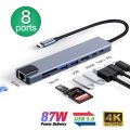 8in1 USB C HUB Type C Splitter 4K Thunderbolt 3 Docking Station Laptop Adapter For Macbook Air M1 iPad Pro RJ45 HDMI Computer. 