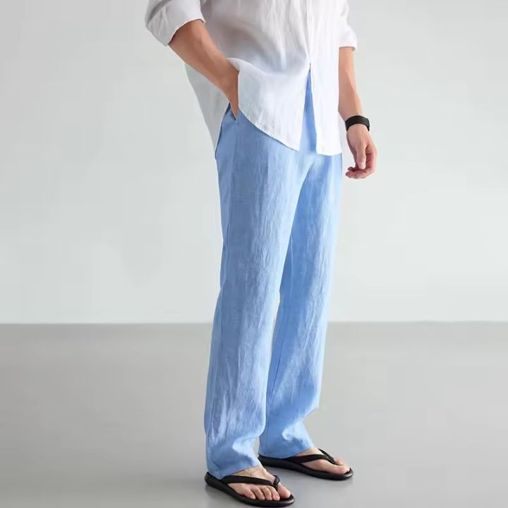 100% Cotton Linen Men Running Pants Sportswear Jogging Sweatpants Thin Tracksuit Gym Fitness Trousers Training Sport Pants Men