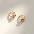 Trendy Small Round Gold Color Stainless Steel Huggies Hoop Earrings for Women Zirconia CZ Triple Gear Charm Earrings Ear Buckle.