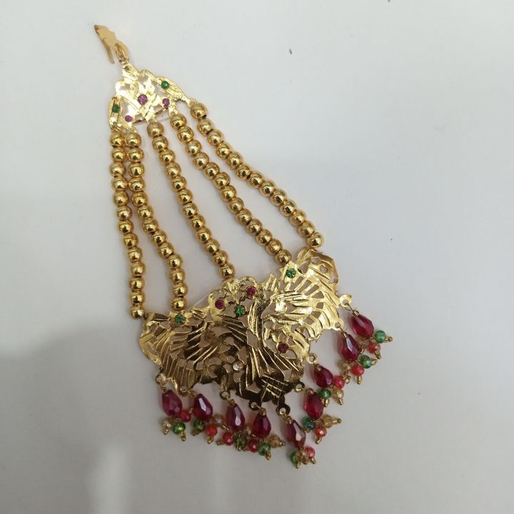 Gold-Plated Bridal Jhumar - Elegant Wedding Hair Accessory by HS STAR Collection