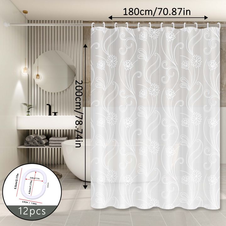 White%20Lotus%20Minimalist%20Shower%20Curtain,%20Fresh%20Style%20Bathroom%20Partition%20Curtain,%20Beautiful%20Curtain%20for%20Rental%20Home%20Bathroom%20Renovation%20-%20Image%205