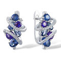 Huitan Green/Blue Cubic Zirconia Hoop Earrings for Women New Temperament Elegant Bridal Wedding Party Earrings Trendy Jewelry. 
