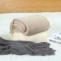 Cable Knit Khaki Throw Blanket Lightweight Knitted Jacquard Throw Blanket for Couch, Sofa, Bed, Chair, Cozy Texture Farmhouse. 