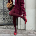Vintage Red Women's Pantyhose Spring Autumn Super Elastic Y2k Slim Fit Candy Colored Tights Stockings for Females. 