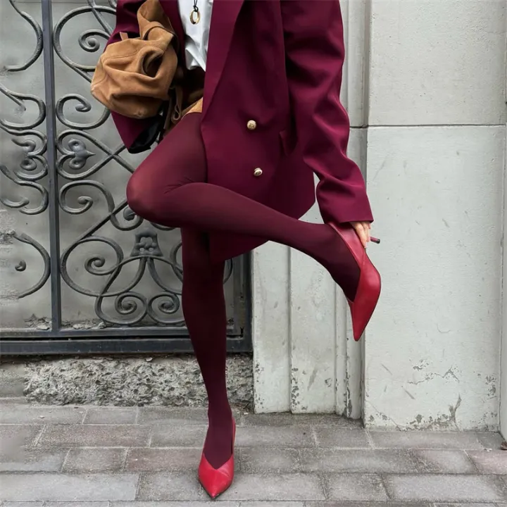 Vintage%20Red%20Women's%20Pantyhose%20Spring%20Autumn%20Super%20Elastic%20Y2k%20Slim%20Fit%20Candy%20Colored%20Tights%20Stockings%20for%20Females%20-%20Image%206