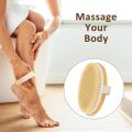 Handheld portable shower brush Natural Wooden Wet Dry Skin Body Bristle Brush Soft SPA Brush Bath Massager. 