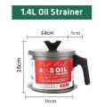 1.4L Stainless Steel Oil Strainer Pot Container Jug Storage Can With Filter Cooking Oil Pot. 