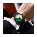 Arabic Aura Watch – Carbon Fiber Look Body with Sleek & Modern Design - White X Green. 
