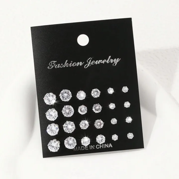 12pairs%20Fashionable%20Minimalist%20Cubic%20Zirconia%20Sparkly%20Earrings%EF%BC%8CSuitable%20For%20Holidays,%20Parties,%20Dates,%20,%20Everyday%20Wear%20-%20Image%202