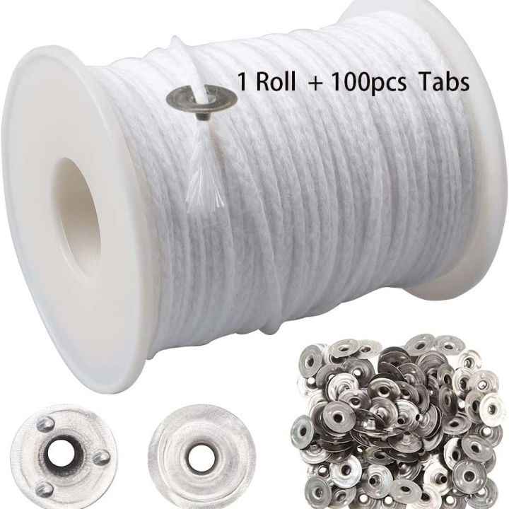1%20Roll%20Candle%20Cotton%20Wicks%20+100pcs%20Metal%20Candle%20Wick%20Sustainer%20Tabs%20For%20Handmade%20Candle%20DIY%20Craft%20Making%20Kit%20Set%20Accessories%20-%20Image%207