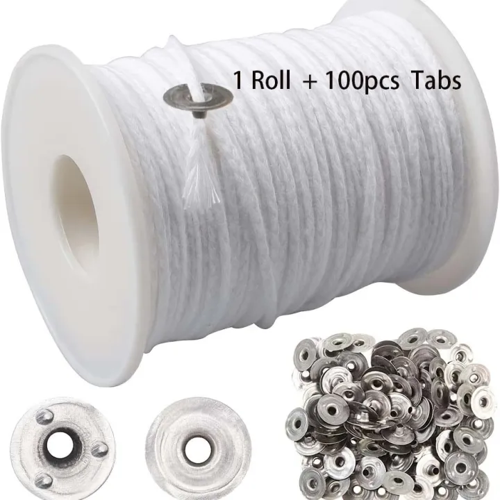 1%20Roll%20Candle%20Cotton%20Wicks%20+100pcs%20Metal%20Candle%20Wick%20Sustainer%20Tabs%20For%20Handmade%20Candle%20DIY%20Craft%20Making%20Kit%20Set%20Accessories%20-%20Image%207
