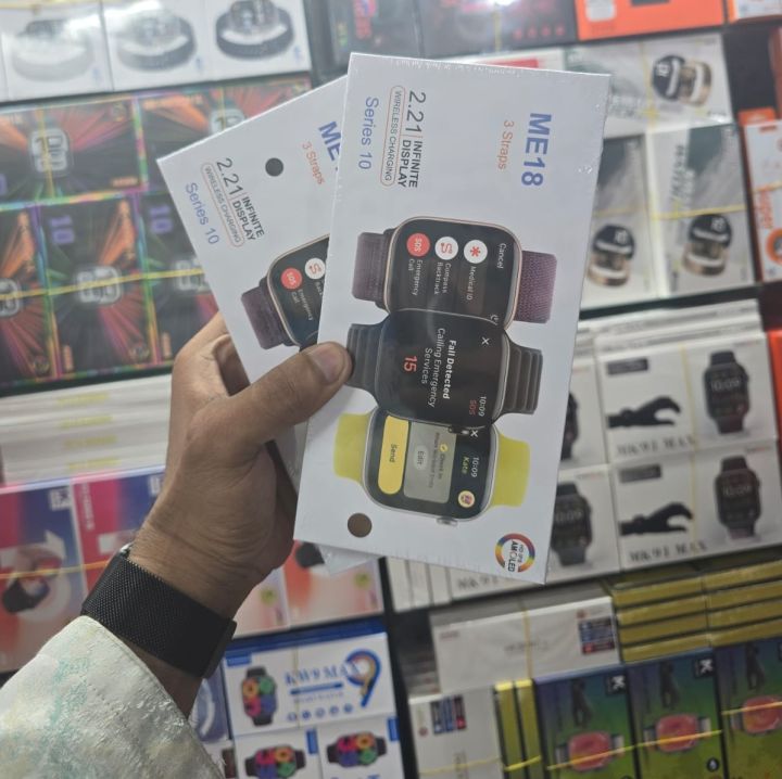 ME18 Smart Watch ⌚ | 2.21” Infinite Display 🌈 | Wireless Charging ⚡ | 3 Stylish Straps Included 🎽 | Health & Fitness Tracking ❤️ | Series 10 Look ✨ | HD IPS AMOLED 📱