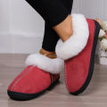 2024 Winter Warm Fur Indoor Home Slippers Women Faux Suede Closed Toe Couple Slippers Woman Comfort Soft Sole House Shoes Slides.
