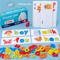 Montessori Alphabet Spelling Word Wooden Math Toys Kids Educational Teaching English Alphabet Cards Puzzle Game Learning Toys. 