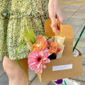 10pcs Portable Flower Gift Bag Kraft Paper Holder Coffee Flower Cake Dessert Packaging Box Photo Favor Drink Carrier With Handle.