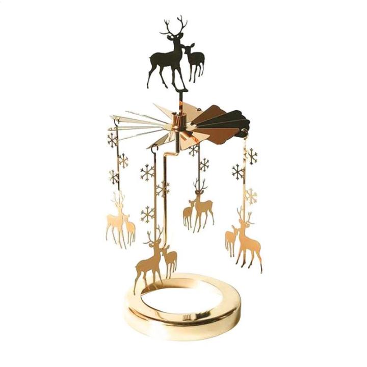 Rotating Candle Holder Thermal Spinning Candlestick Holder Round Revolving Lantern Dream Decoration Candle Tea Light Holder