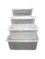 United Set Of 4 Rectangle Plastic Container | Multipurpose Transparent Plastic Storage Container - Pack Of 4. 