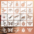 YOMDID 20pcs Insect Series Painting Hollow Out Stencils Reusable DIY Dragonfly, Bee, and other Insect Pattern Graffiti Templates. 