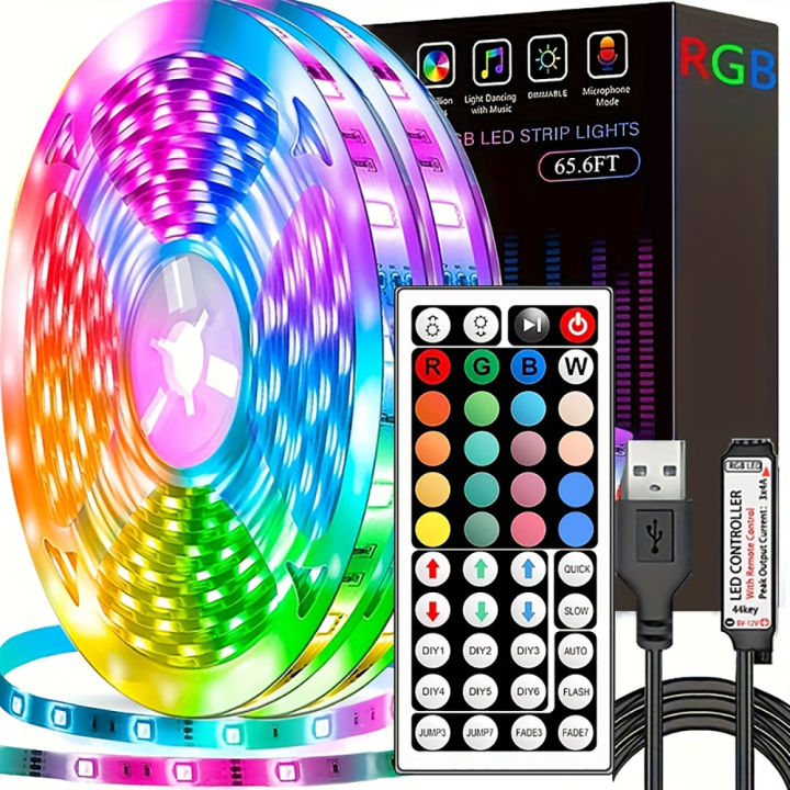 Led Strip Lights with 44 Key Remote Control 1m 5m 10m 20m RGB Tape Led Wall Room for Home Bedroom Party Decor TV Backlight
