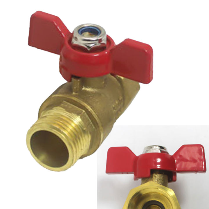 1/2"Garden Hose Shut Off Valve Full Flow Heavy Duty Brass External Butterfly Valve Right Angle Valve Threaded Water Heater Valve
