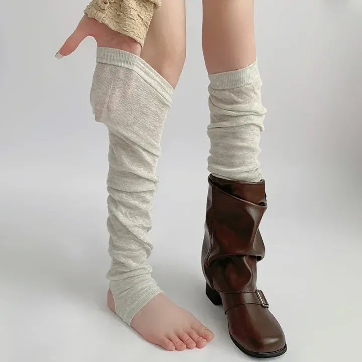 Night%20Teaching%20Room%20Foot%20Sock%20Women's%20Autumn%20Hose%20Gray%20Stepping%20Leg%20Warmer%20Ballet%20Sle%20White%20Pile%20Socks%20Calf%20Socks%20-%20Image%202