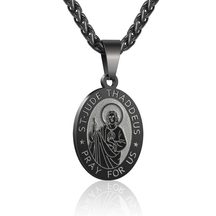 Saint JUDE Necklace for Men Miraculous Medal Stainless Steel Saint JUDE ...
