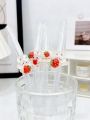 1/5pcs Strawberry Rabbit Decorated Glass Straw, Perfect for Drinks, Bendy Straw, Back-To-School , Christmas Present. 